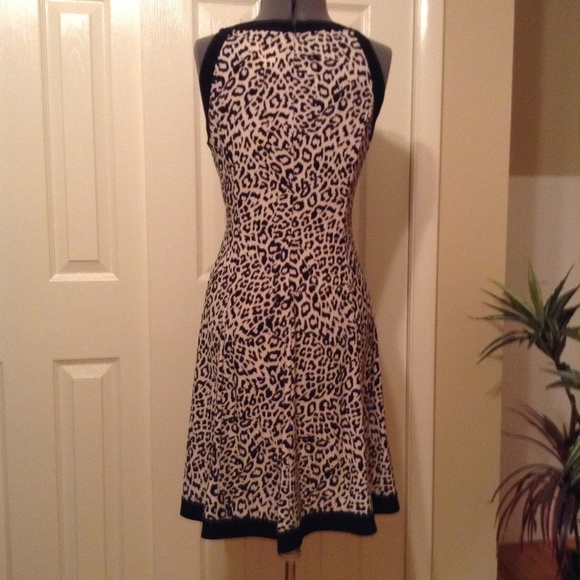 Animal Print and Black Knit Cutaway Dress - Picture 3 of 7